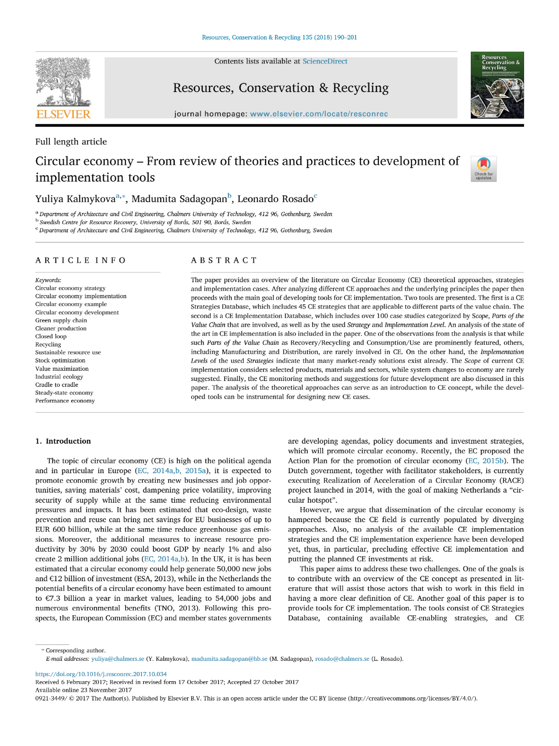 Circular economy: From review of theories and practices to development of implementation tools