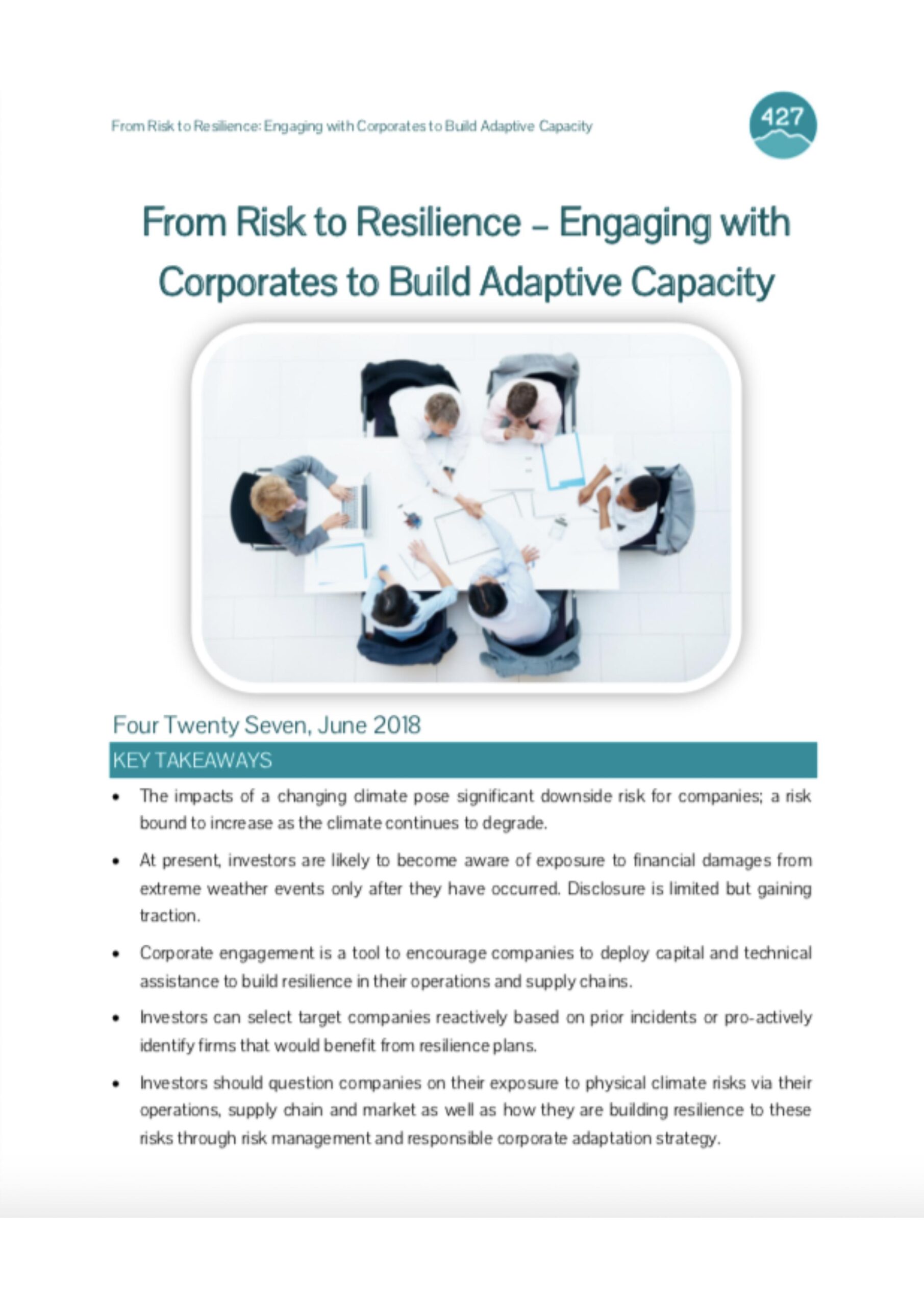 From risk to resilience: Engaging with corporates to build adaptive capacity