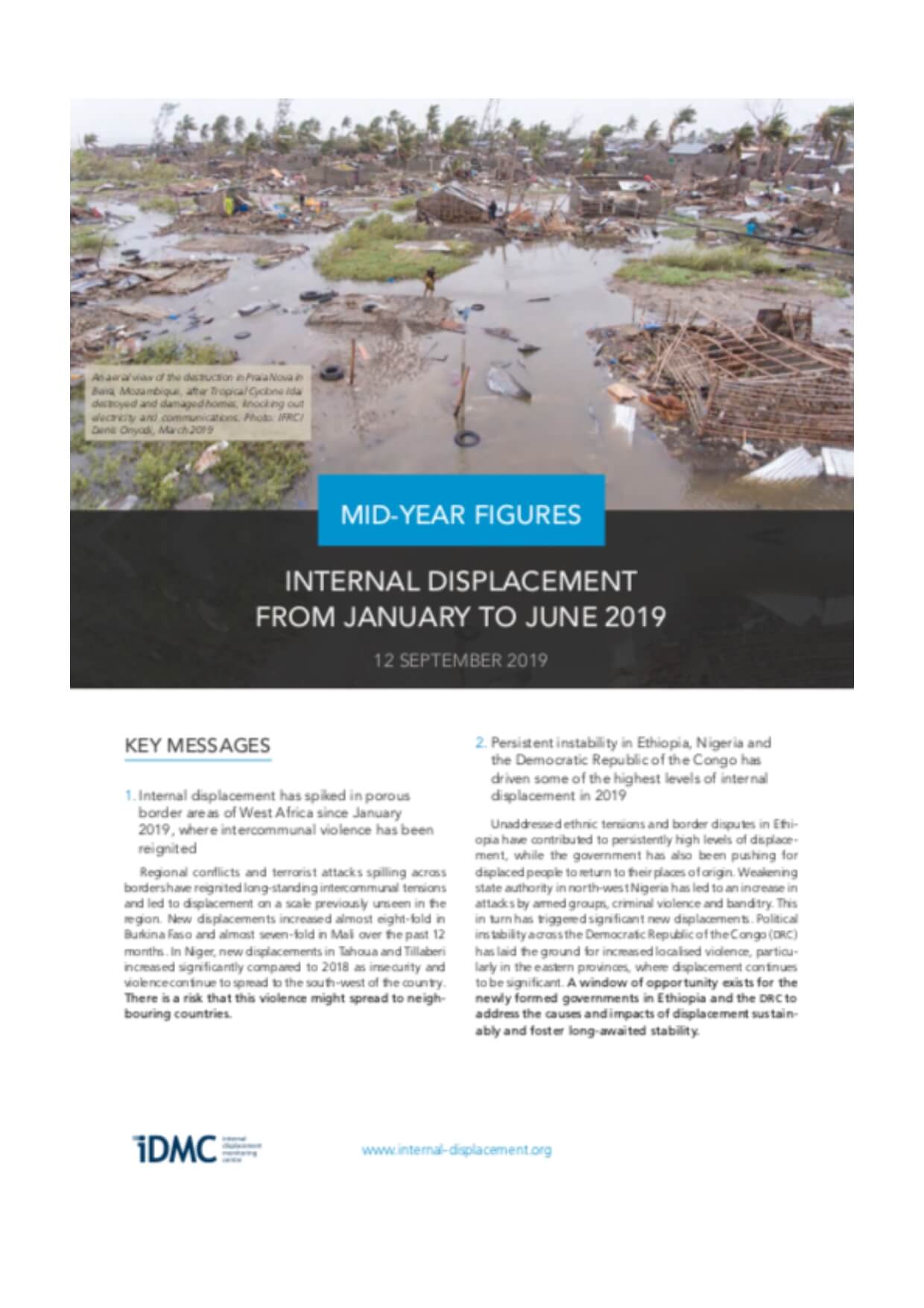 Internal displacement from January to June 2019