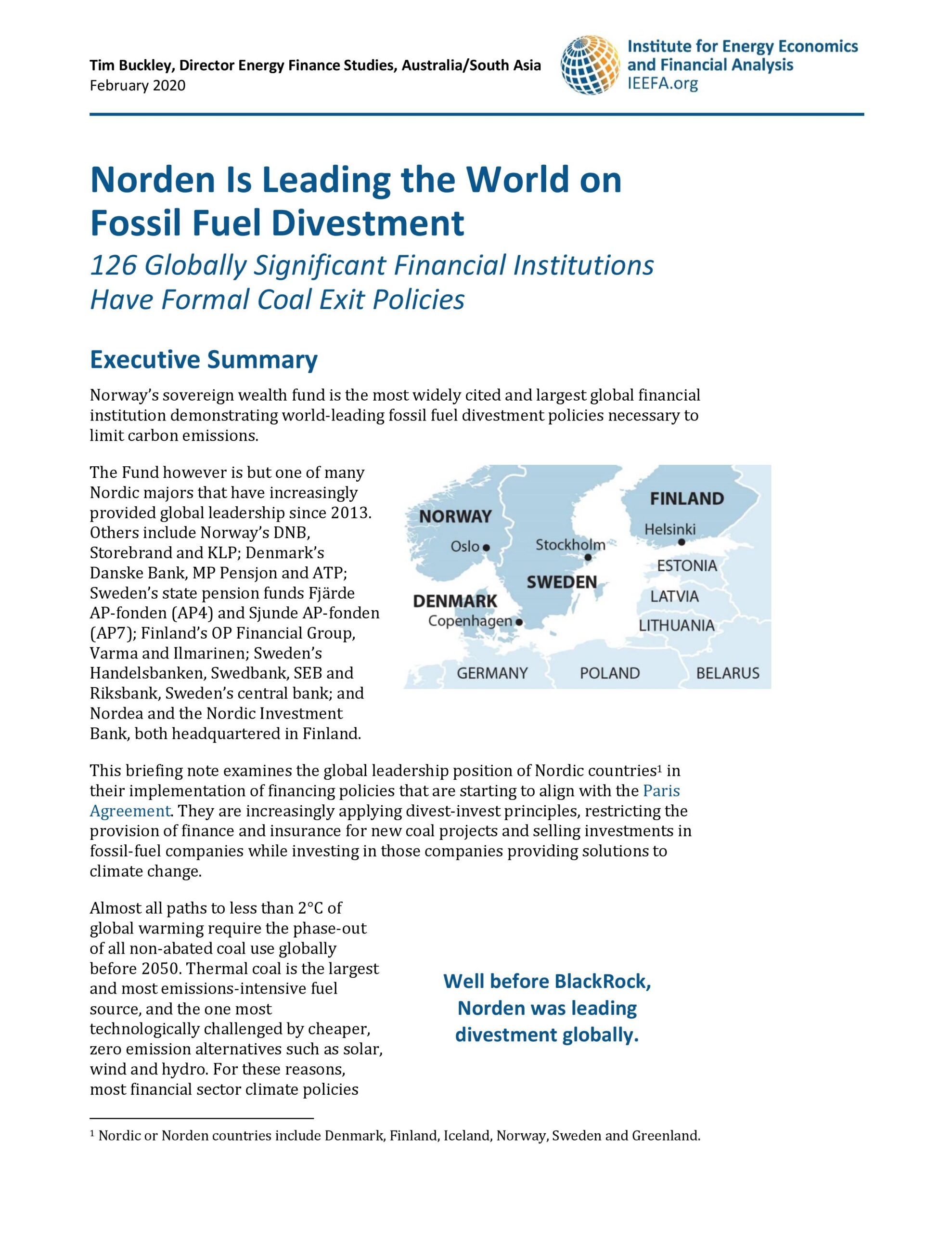 Norden is leading the world on fossil fuel divestment