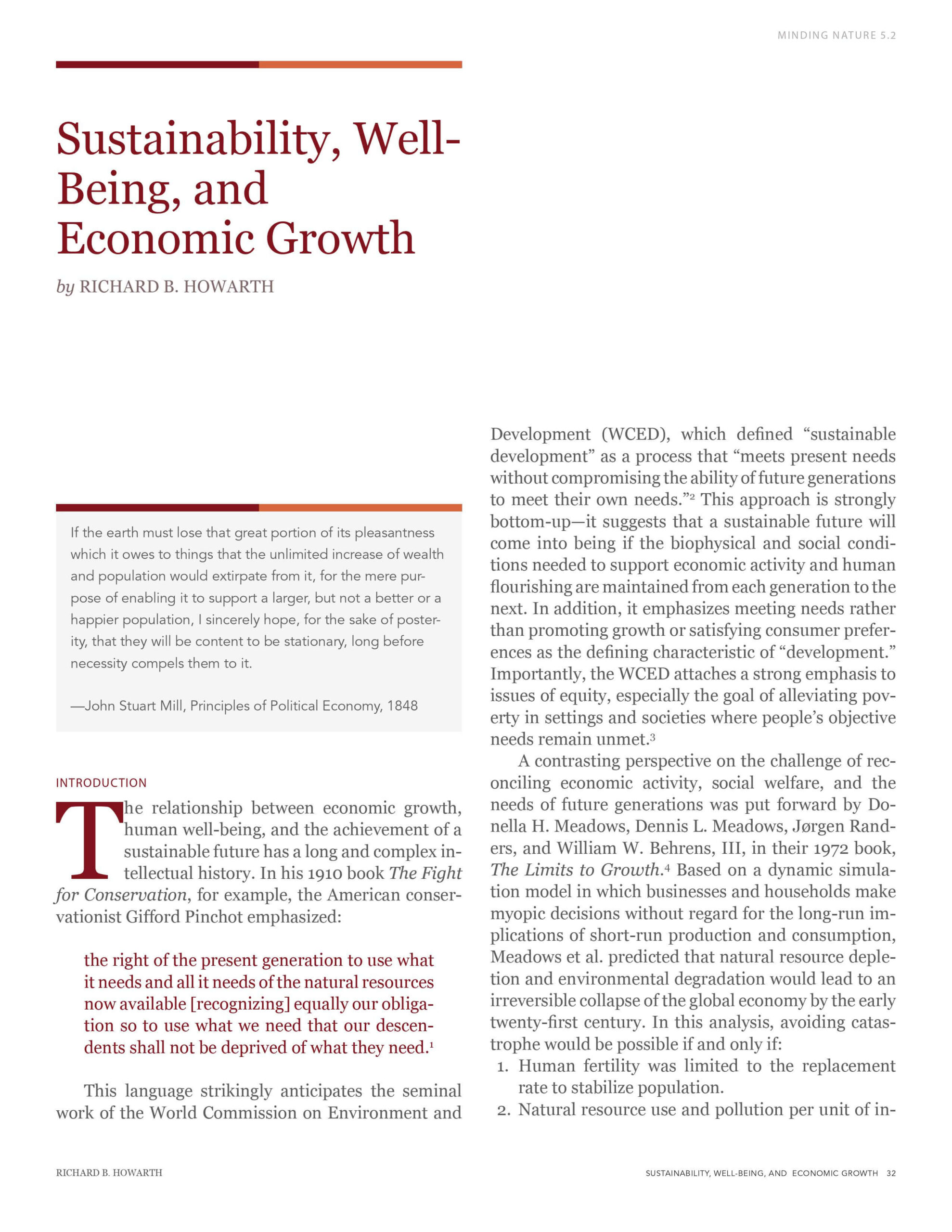 Sustainability, well-being, and economic growth