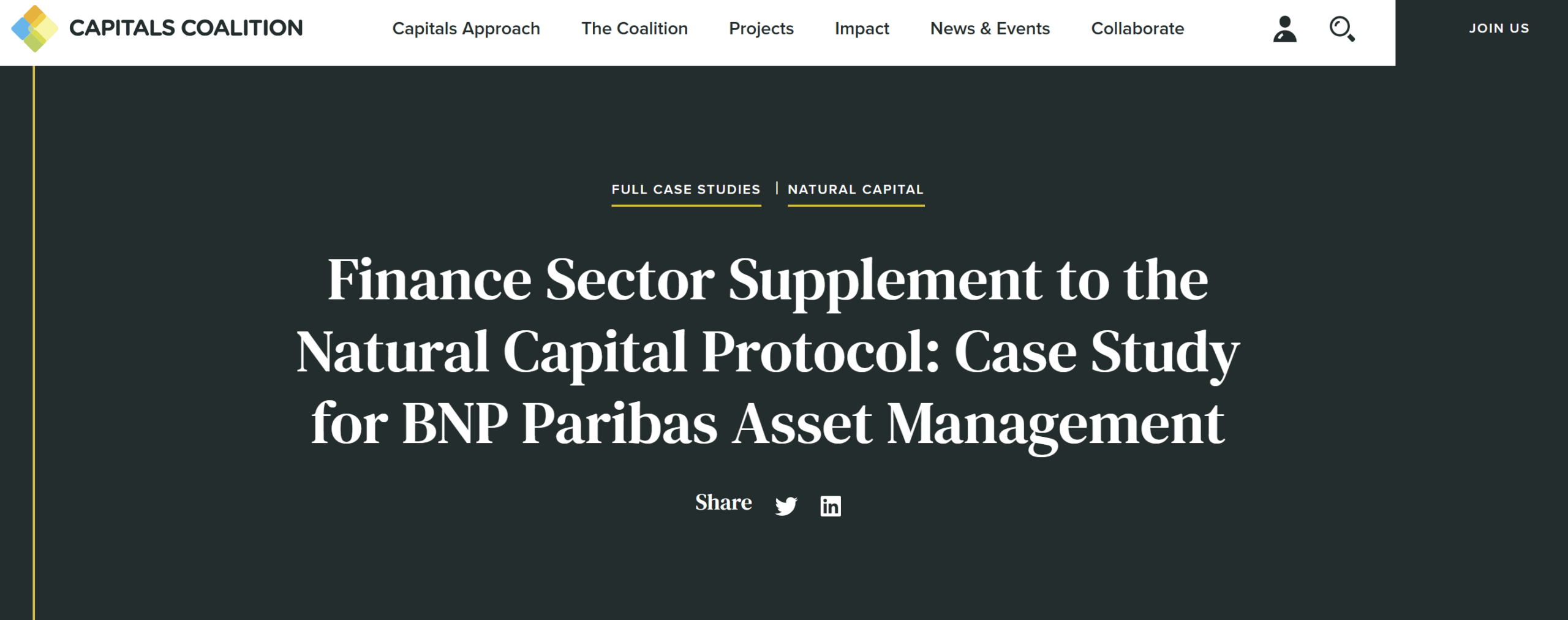 Finance sector supplement to the Natural Capital Protocol: Case study for BNP Paribas Asset Management