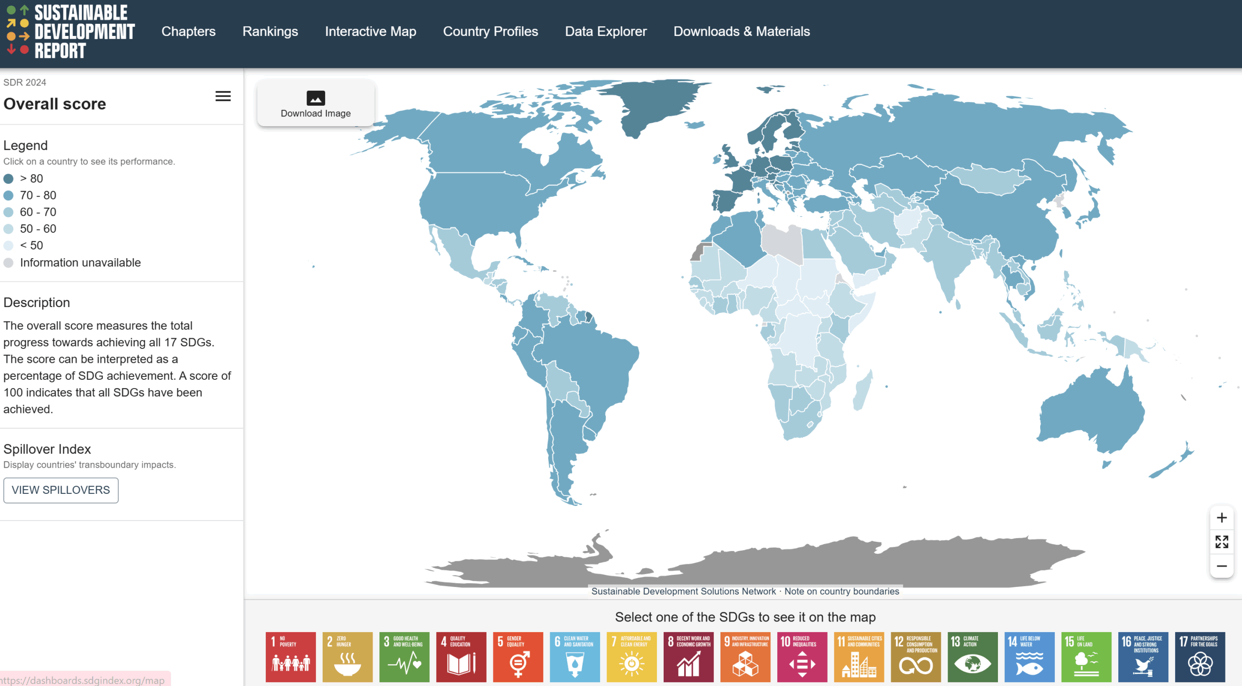 Sustainable development report interactive map