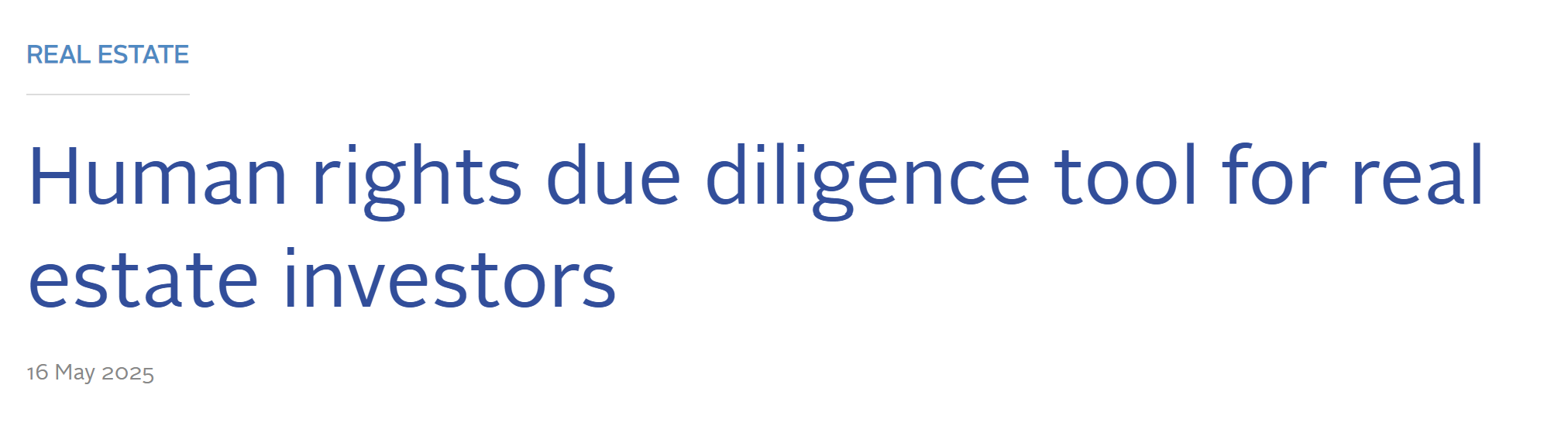 PRI's human rights due diligence tool for real estate investors