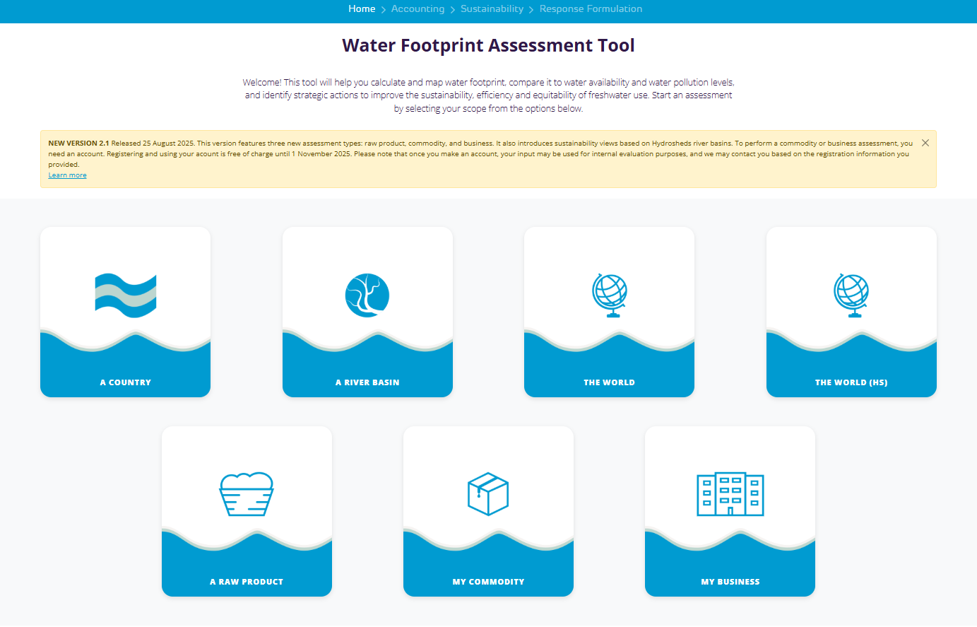 Water footprint assessment tool