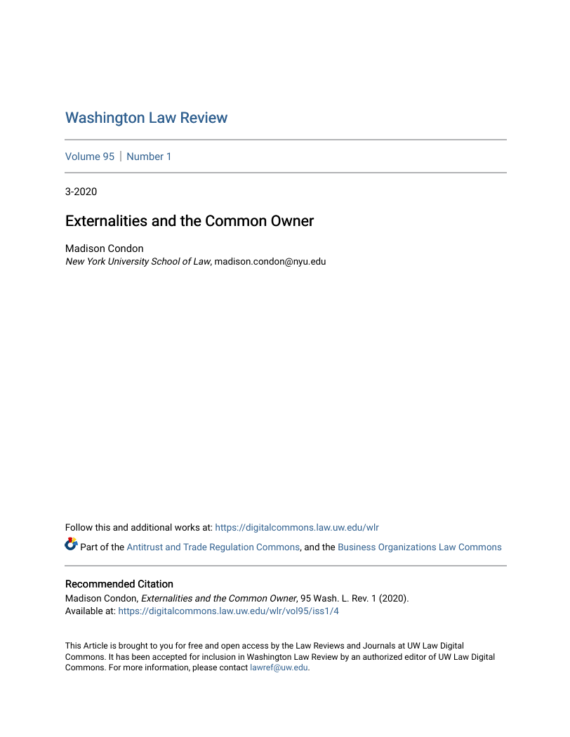 Externalities and the common owner