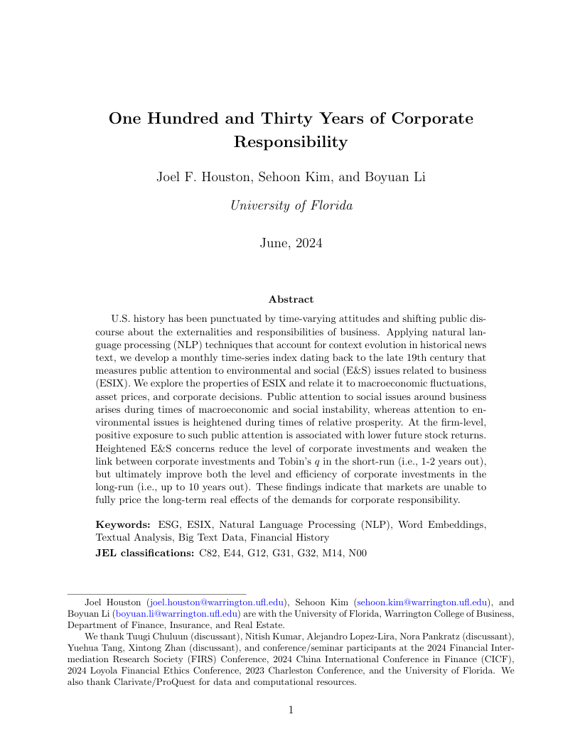 One hundred and thirty years of corporate responsibility