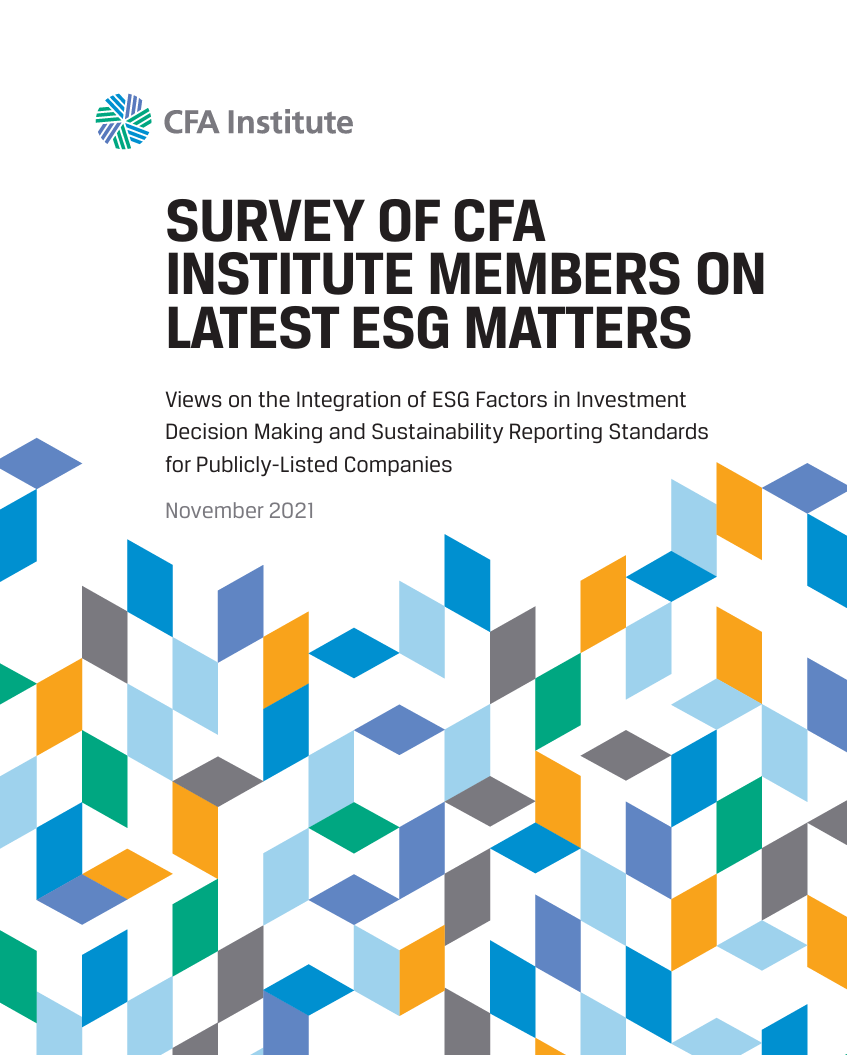 Survey of CFA institute members on latest ESG matters