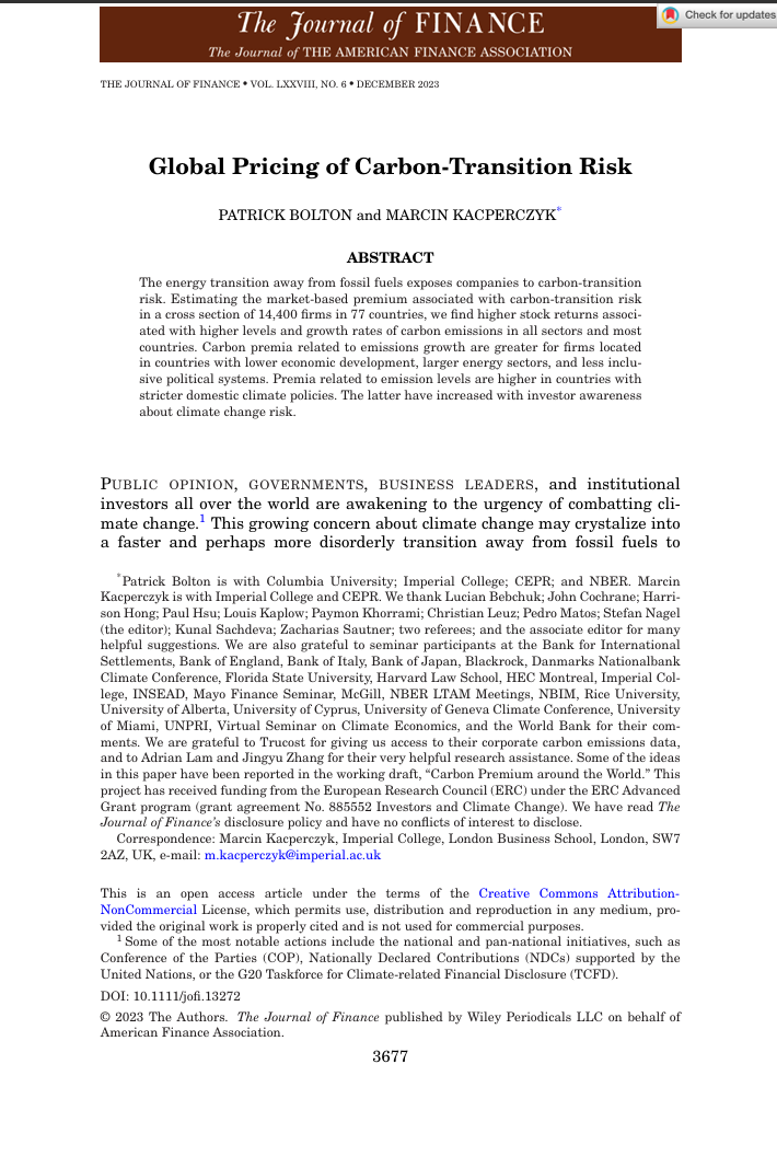 Global pricing of carbon-transition risk