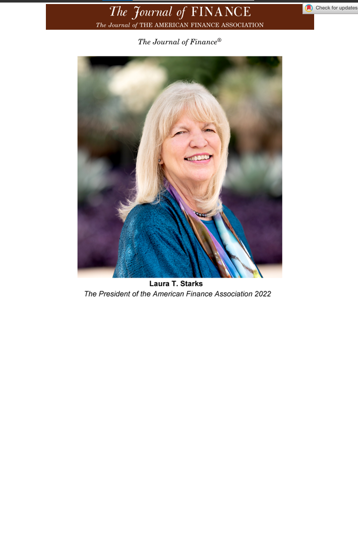 Presidential address: Sustainable finance and ESG issues: Value versus values