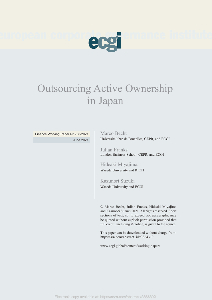 Outsourcing active ownership in Japan