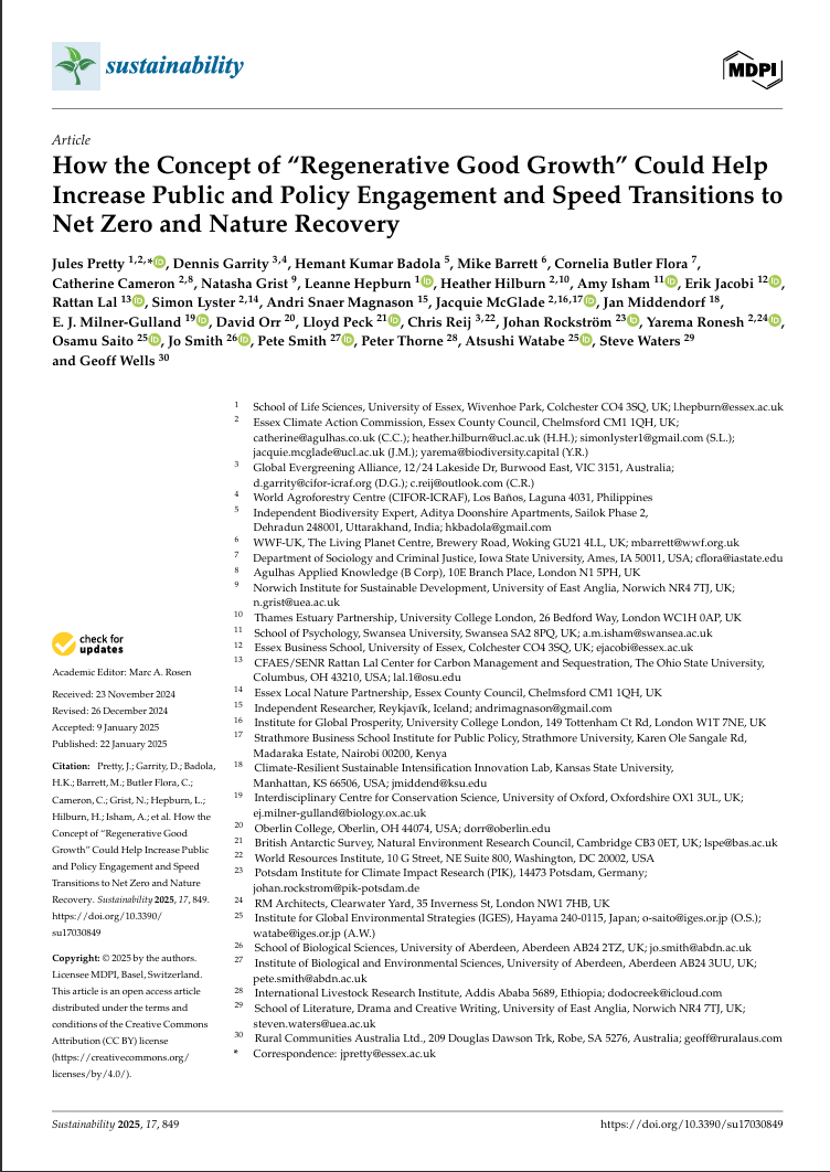 How the concept of “Regenerative Good Growth” could help increase public and policy engagement and speed transitions to Net Zero and nature recovery