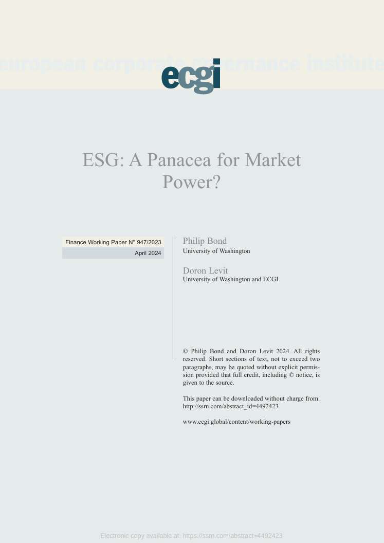 ESG: A panacea for market power?