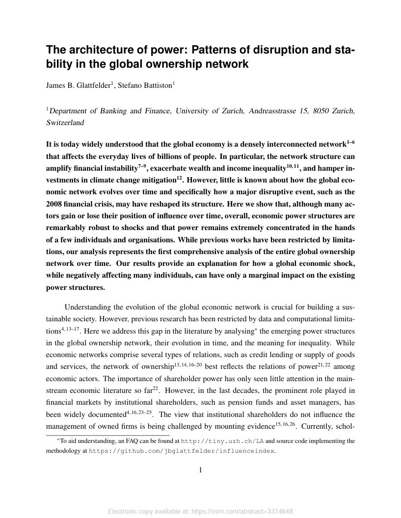The architecture of power: Patterns of disruption and stability in the global ownership network
