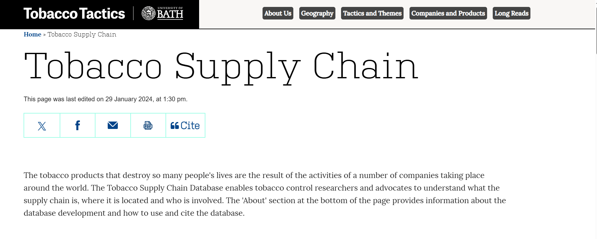 Tobacco Supply Chain Database