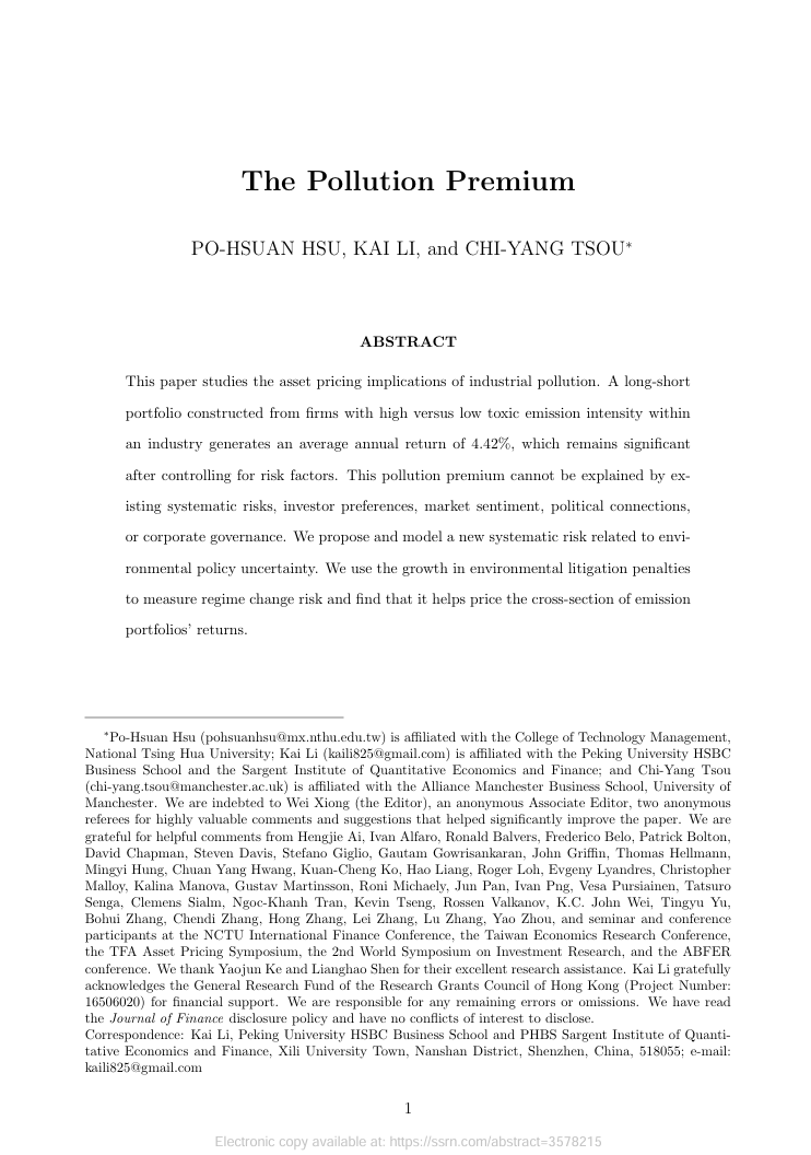 The pollution premium