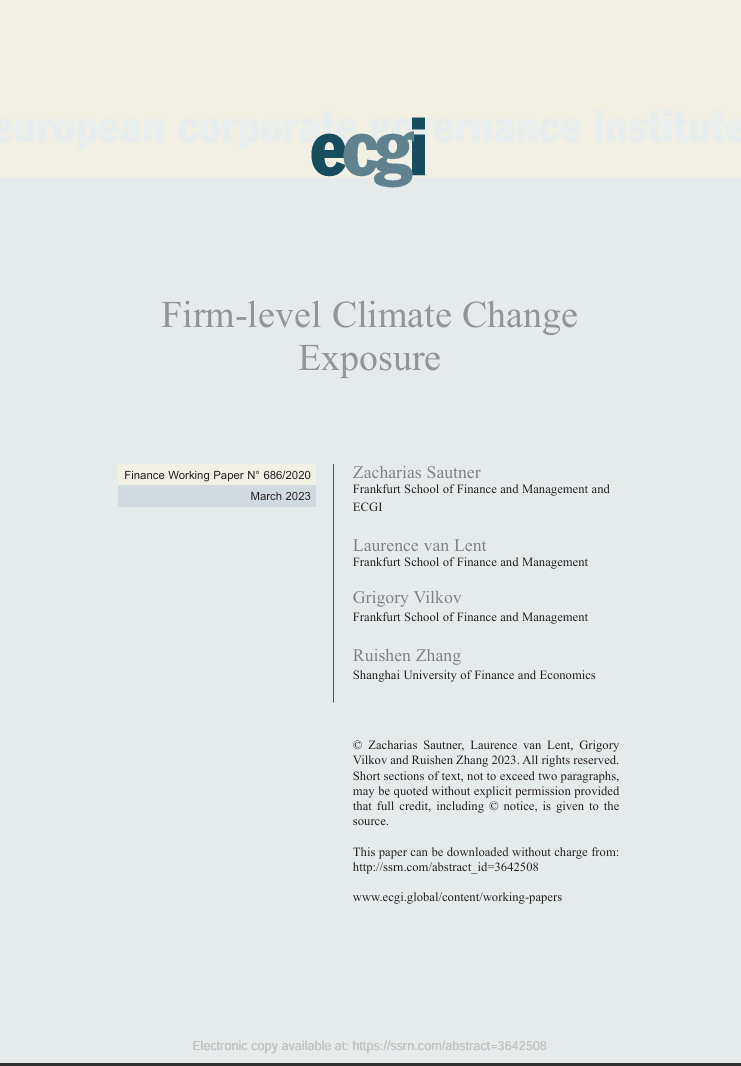 Firm‐level climate change exposure