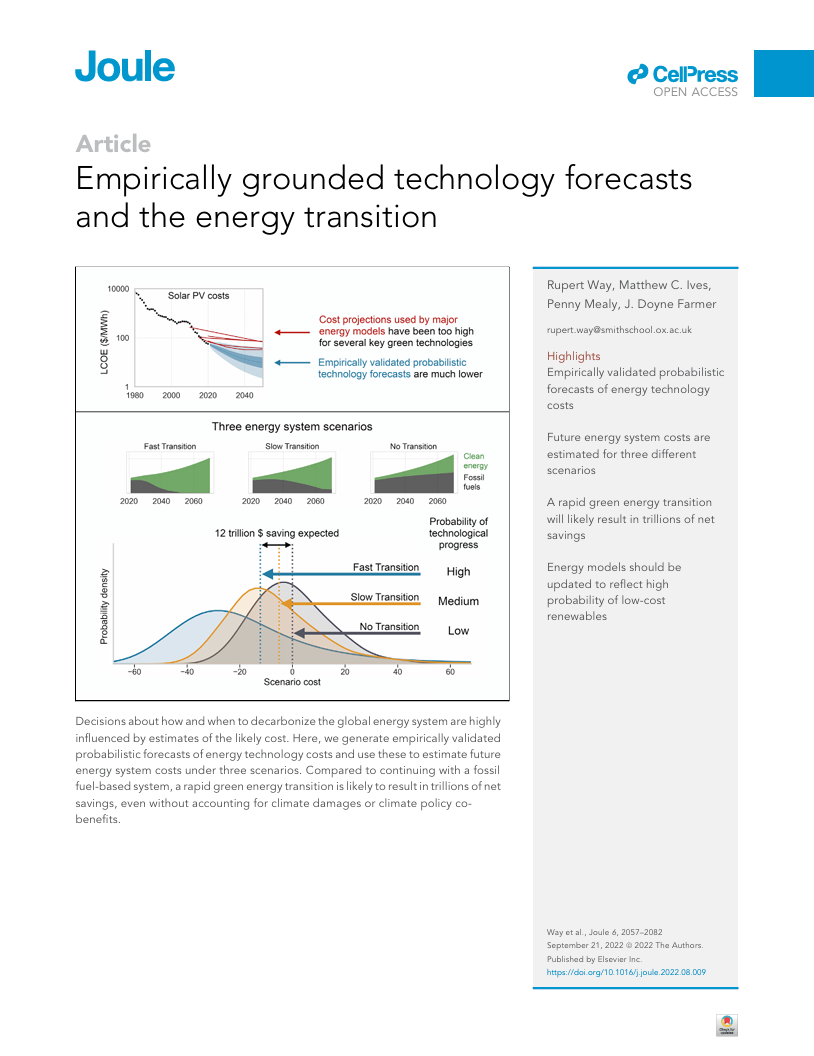 Empirically grounded technology forecasts and the energy transition