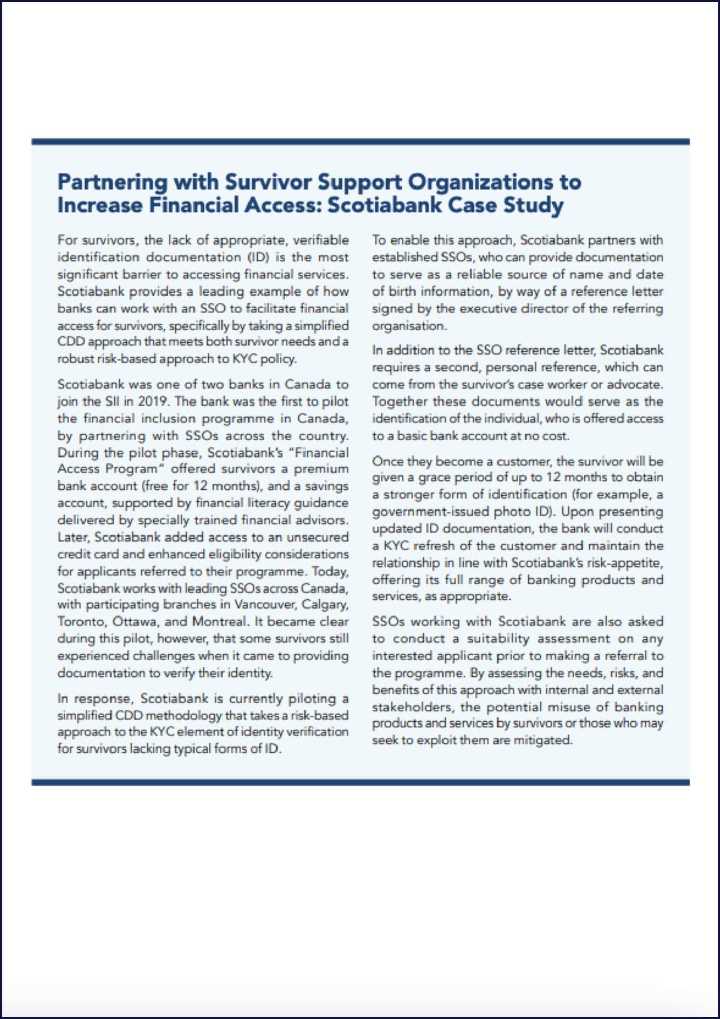 Scotiabank: Partnering with survivor support organisations to increase financial access