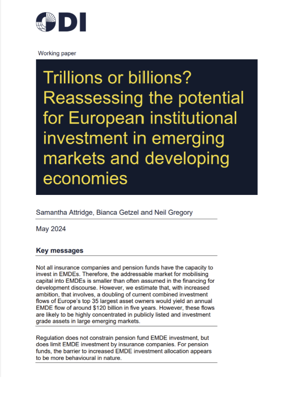 Trillions or billions: Reassessing the potential for european institutional investment in emerging markets and developing economies