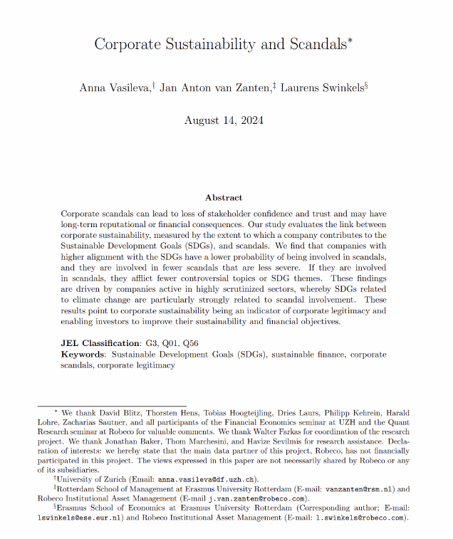 Corporate sustainability and scandals