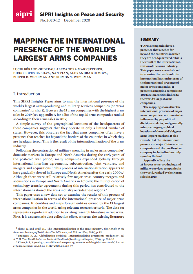 Mapping the international presence of the world's largest arms companies