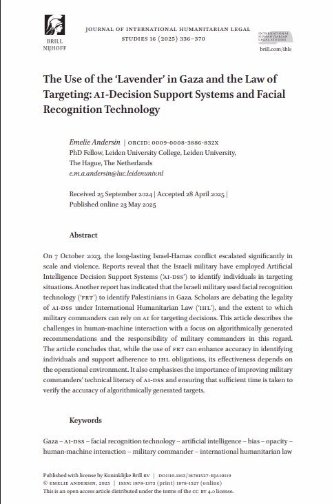 The use of the Lavender in Gaza and the law of targeting: AI-decision support systems and facial recognition technology