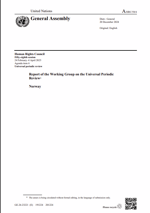 Report of the working group on the universal periodic review