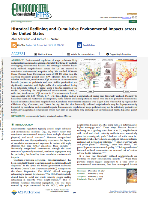Historical redlining and cumulative environmental impacts across the United States