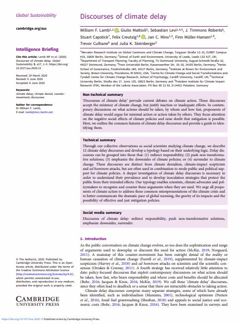 Discourses of climate delay