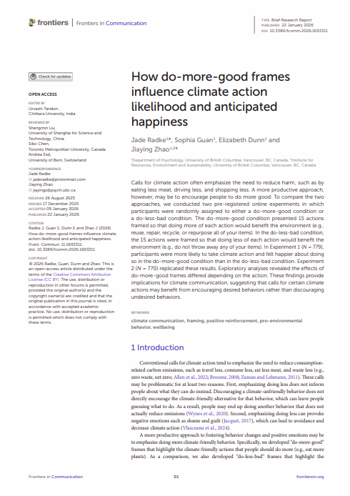 How do-more-good frames influence climate action likelihood and anticipated happiness