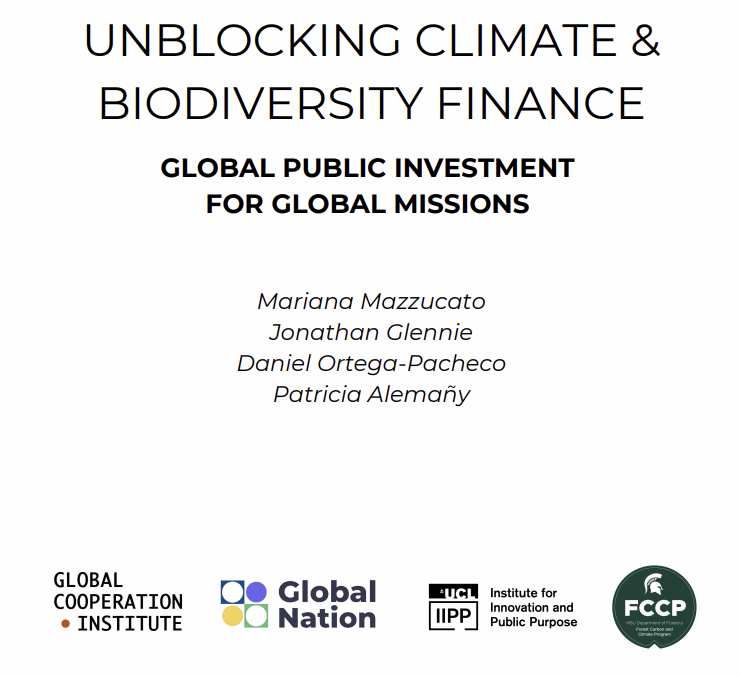 Unblocking climate and biodiversity finance: Global public investment for global missions