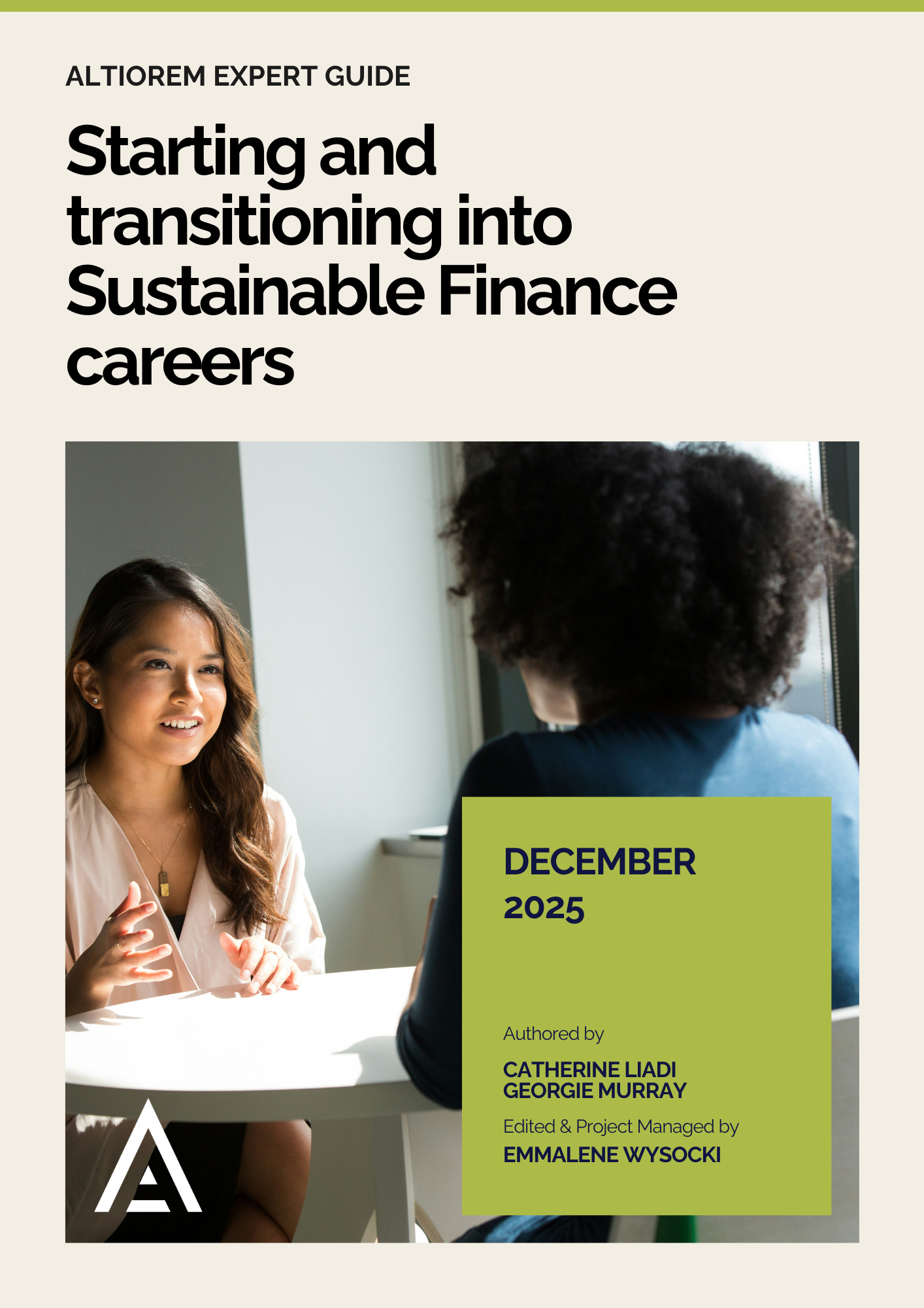 Starting and transitioning into sustainable finance careers