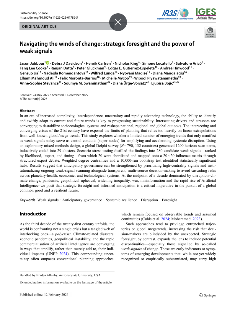 Navigating the winds of change Strategic foresight and the power of weak signals