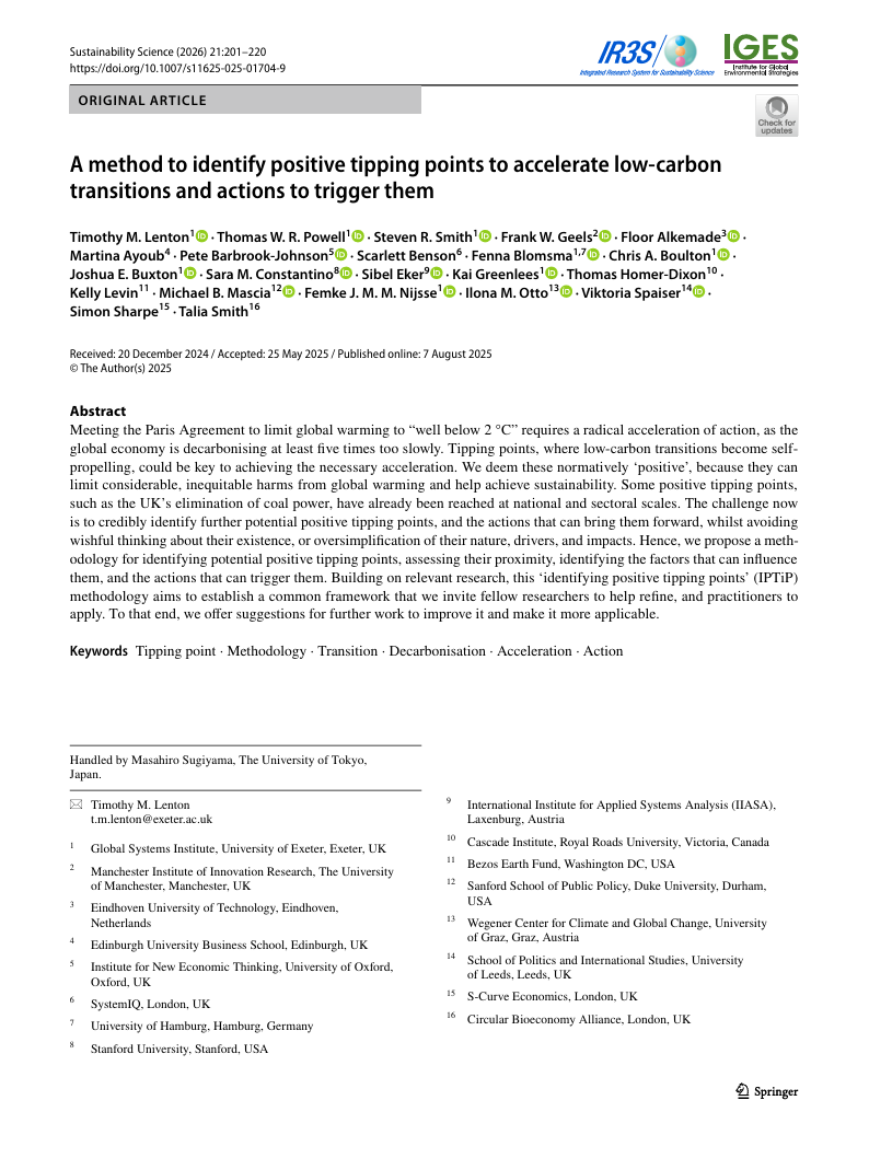 A method to identify positive tipping points to accelerate low-carbon transitions and actions to trigger them