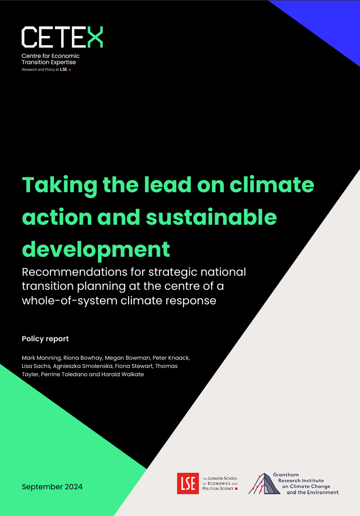 Taking the lead on climate action and sustainable development: Recommendations for strategic national transition planning at the centre of a whole-of-system climate response