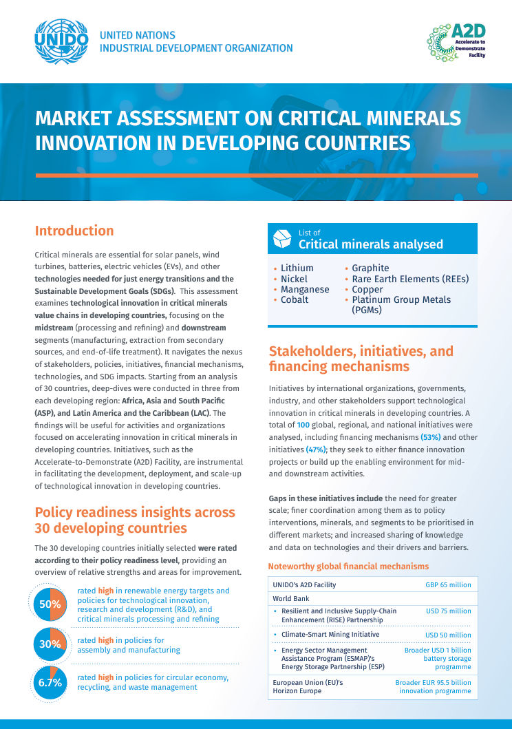 Market assessment on critical minerals innovation in developing countries