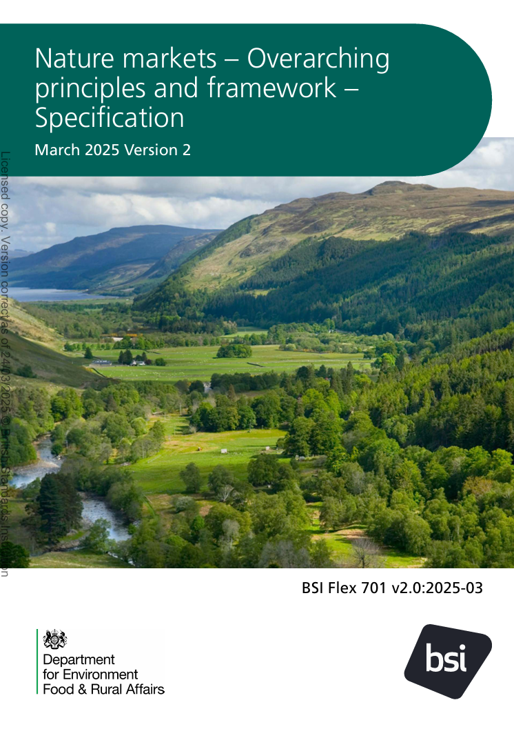 Nature markets: Overarching principles and framework: Specification version 2
