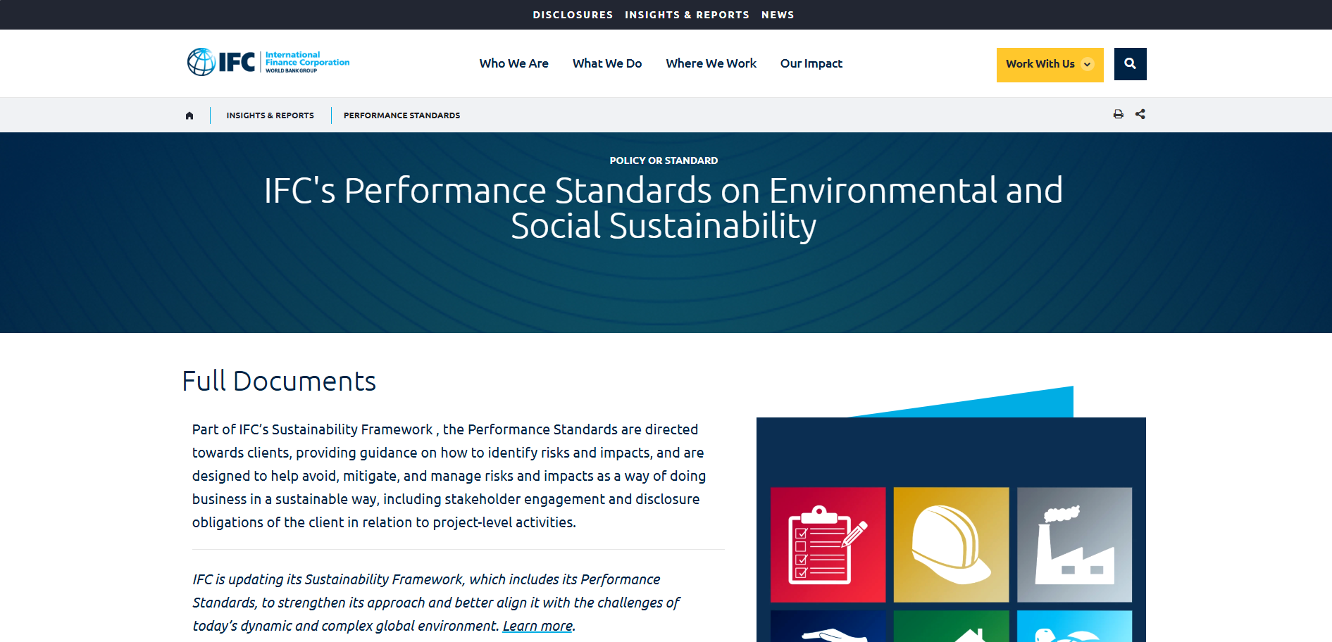 IFC's performance standards on environmental and social sustainability