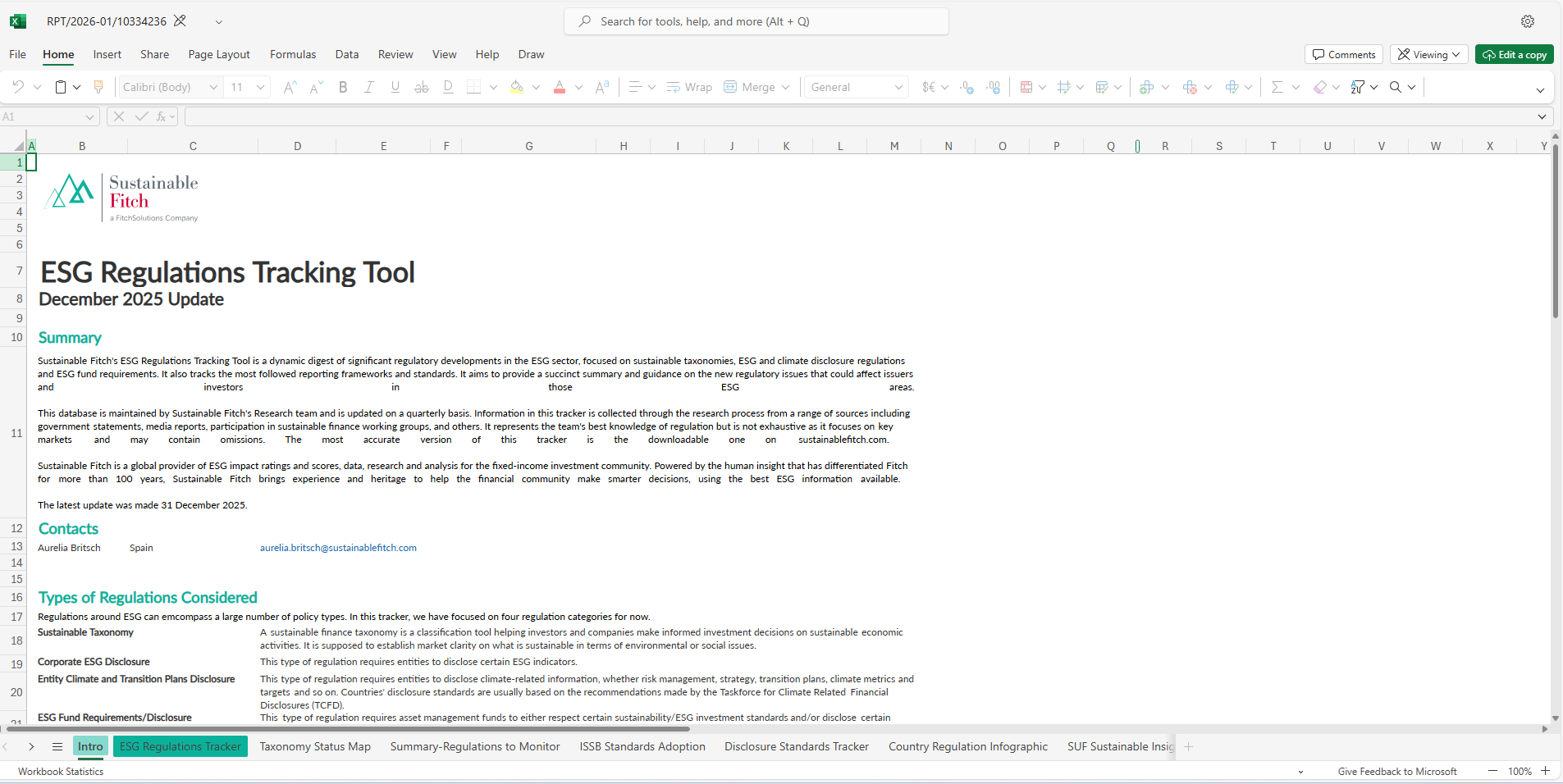 ESG regulations tracking tool