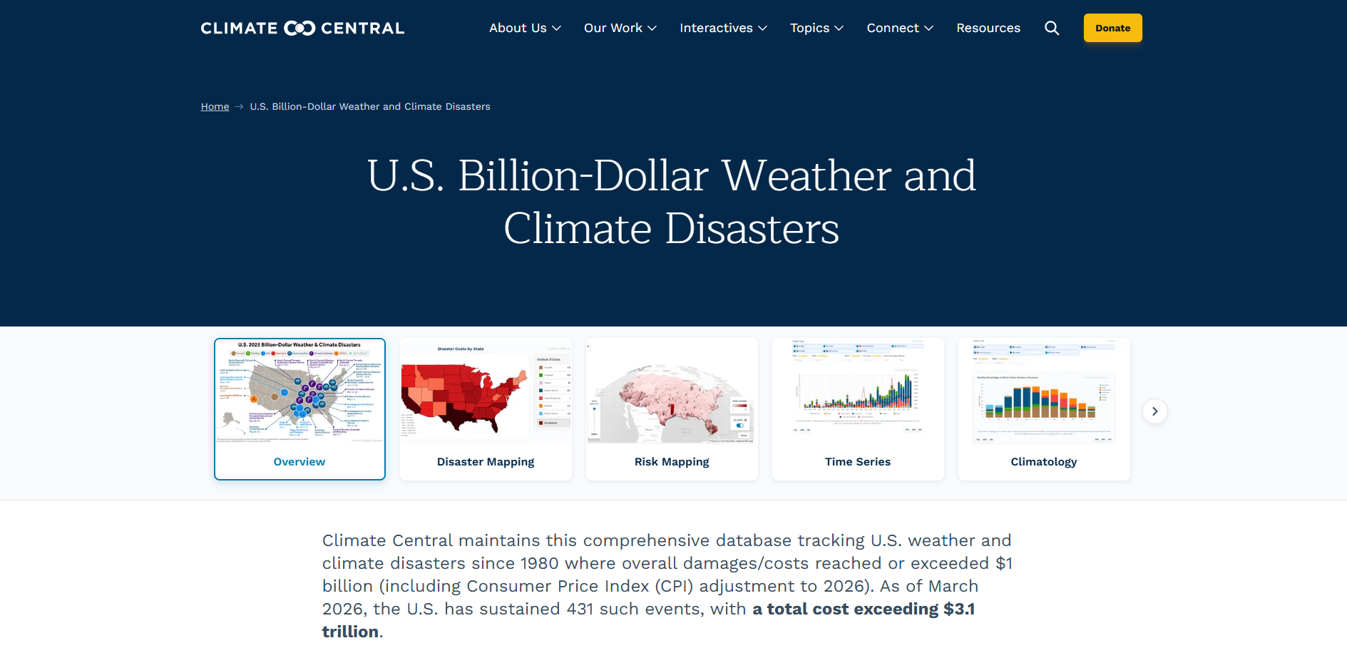 U.S. billion-dollar weather and climate disasters database
