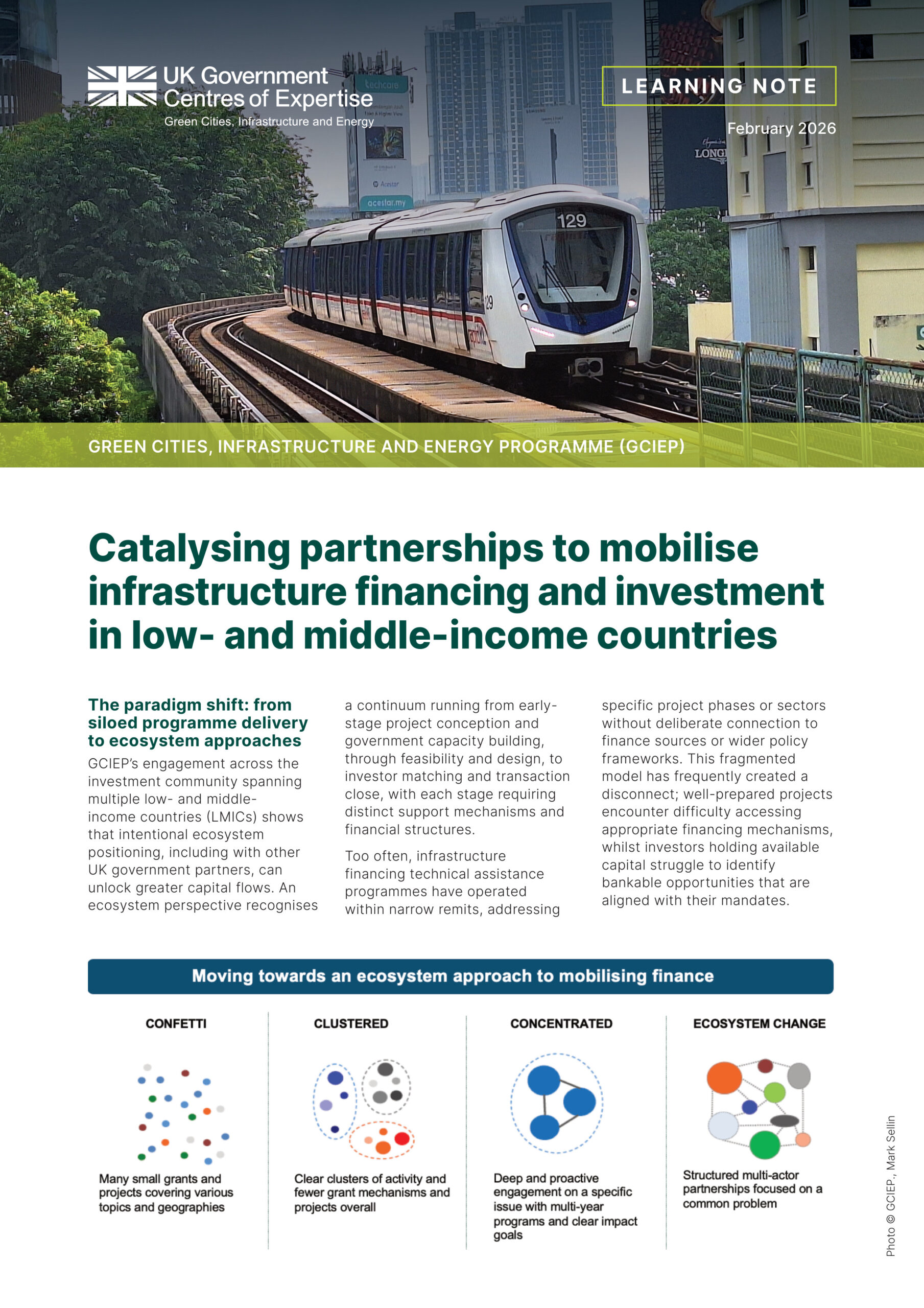 Catalysing partnerships to mobilise infrastructure financing and investment in low- and middle-income countries