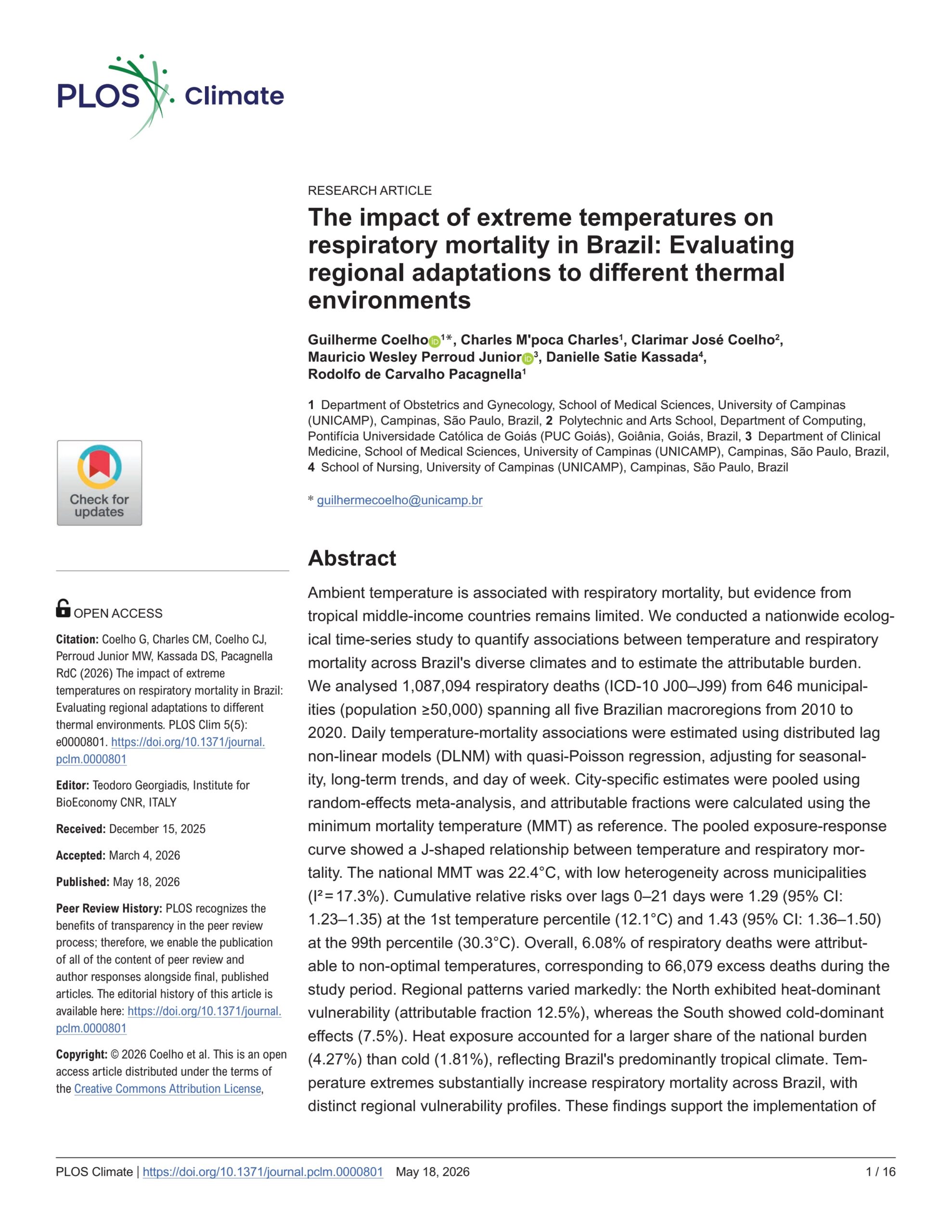 The impact of extreme temperatures on respiratory mortality in Brazil: Evaluating regional adaptations to different thermal environments
