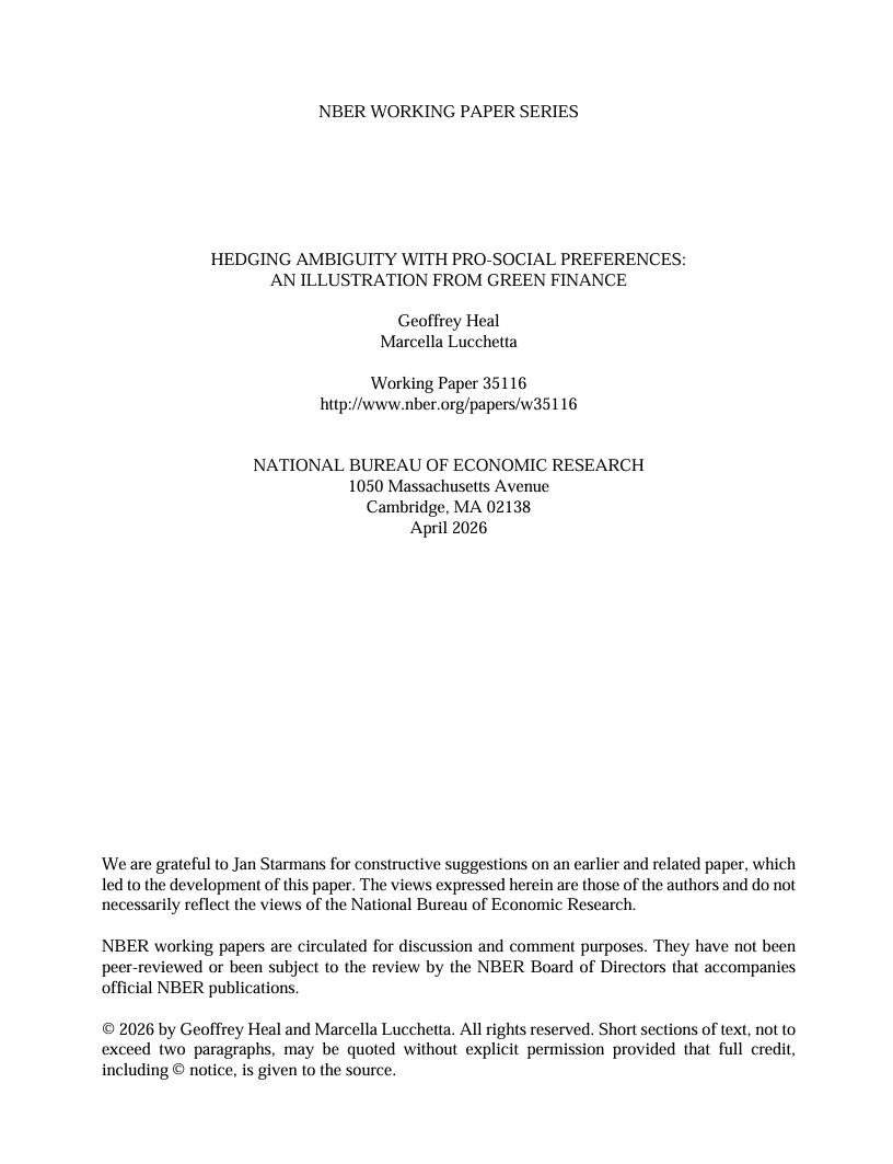 Hedging ambiguity with pro-social preferences: An illustration from green finance