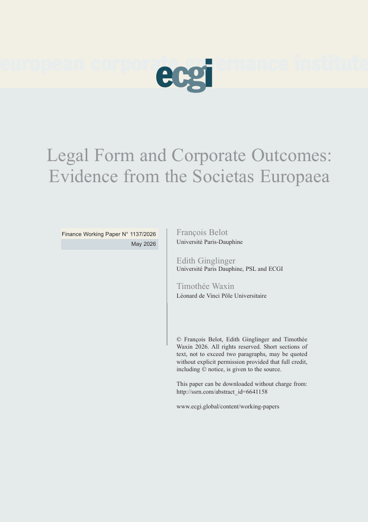 Legal form and corporate outcomes: Evidence from the societas europaea