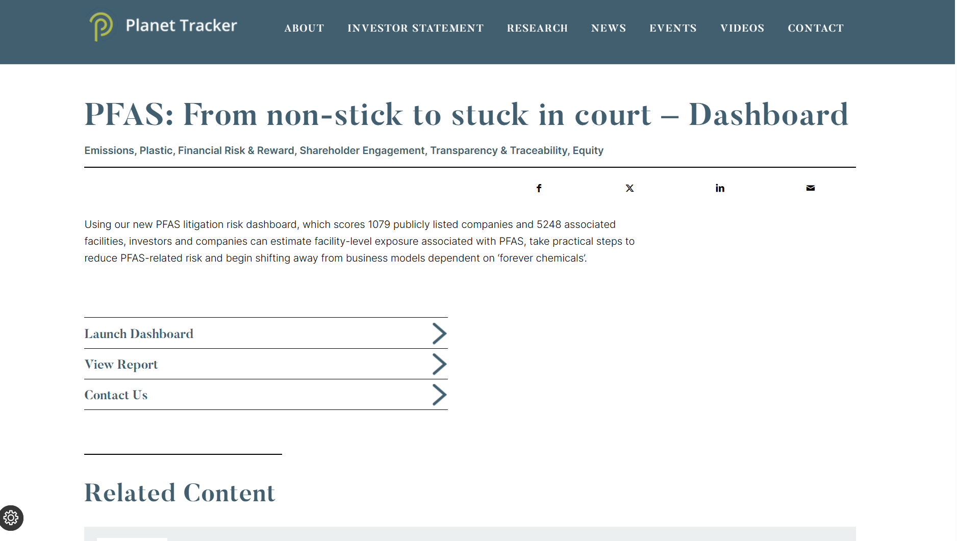 PFAS: From non-stick to stuck in court – Dashboard