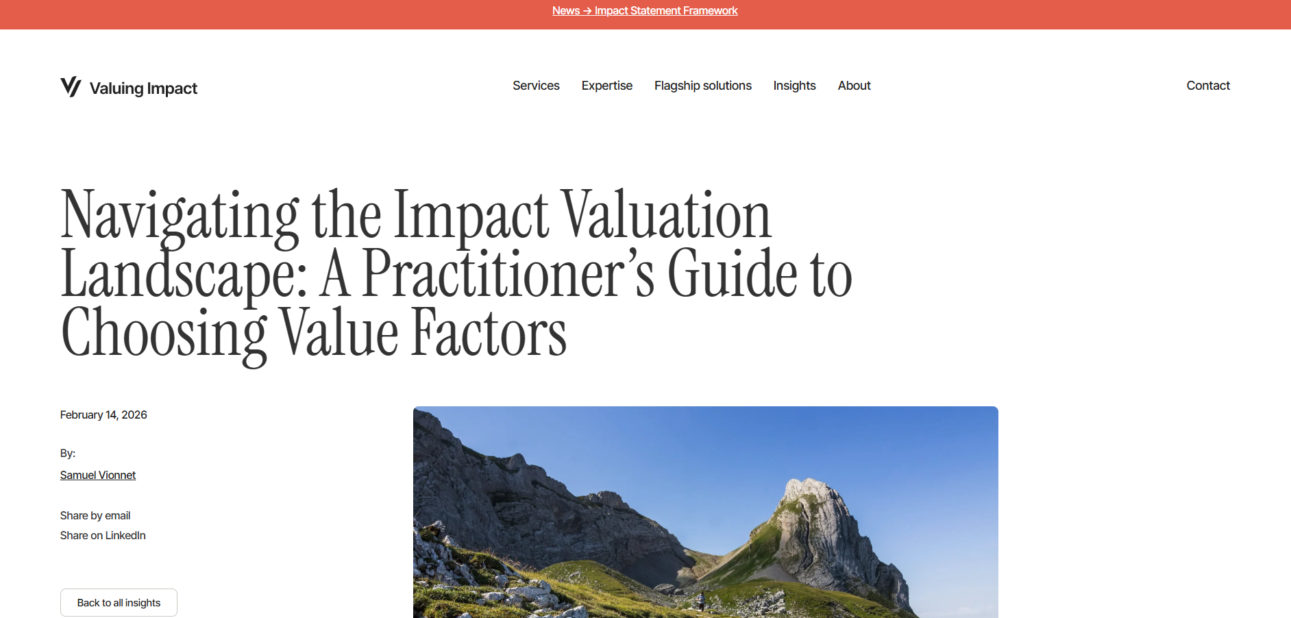 Navigating the impact valuation landscape: A practitioner’s guide to choosing value factors