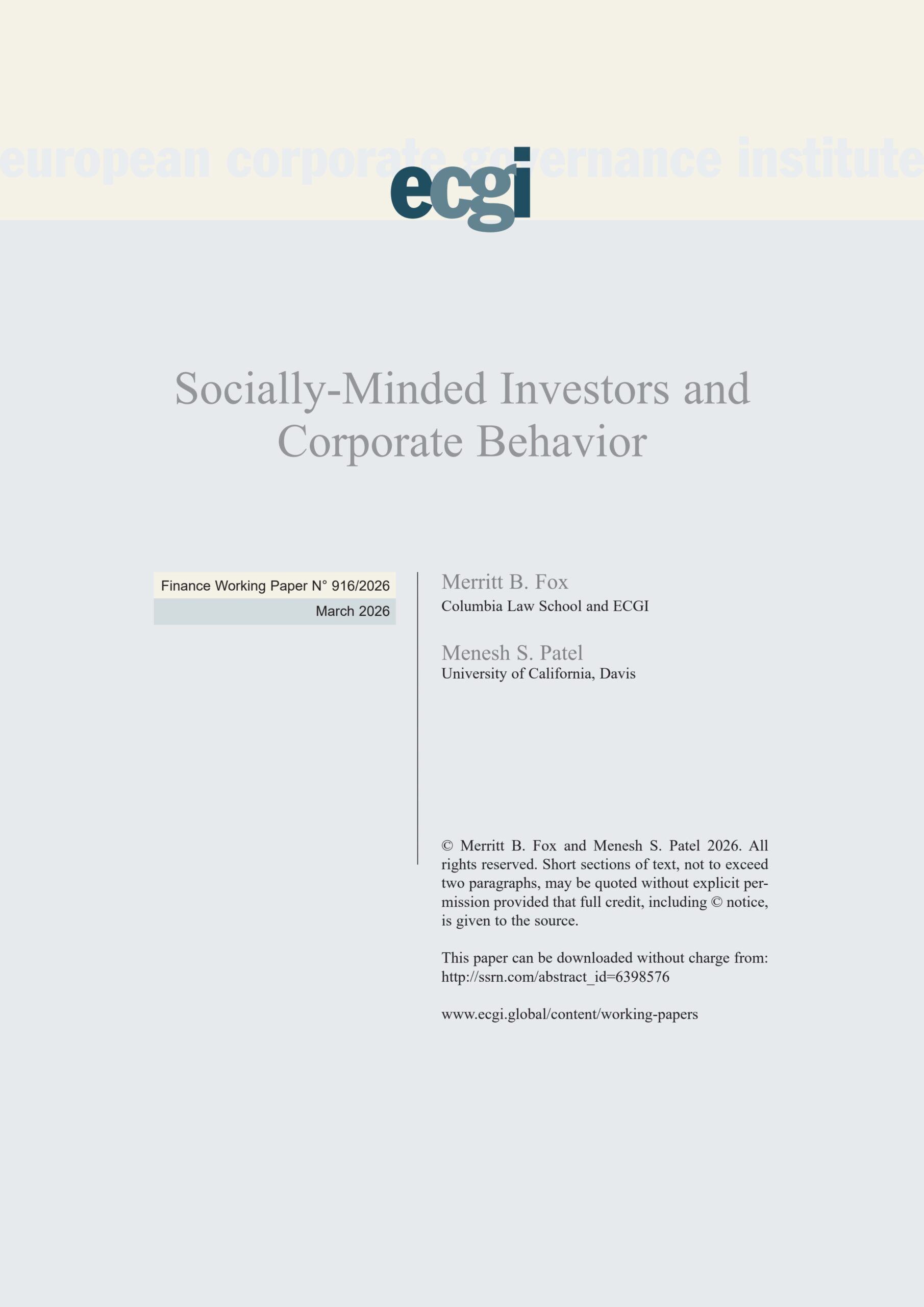 Socially-minded investors and corporate behavior