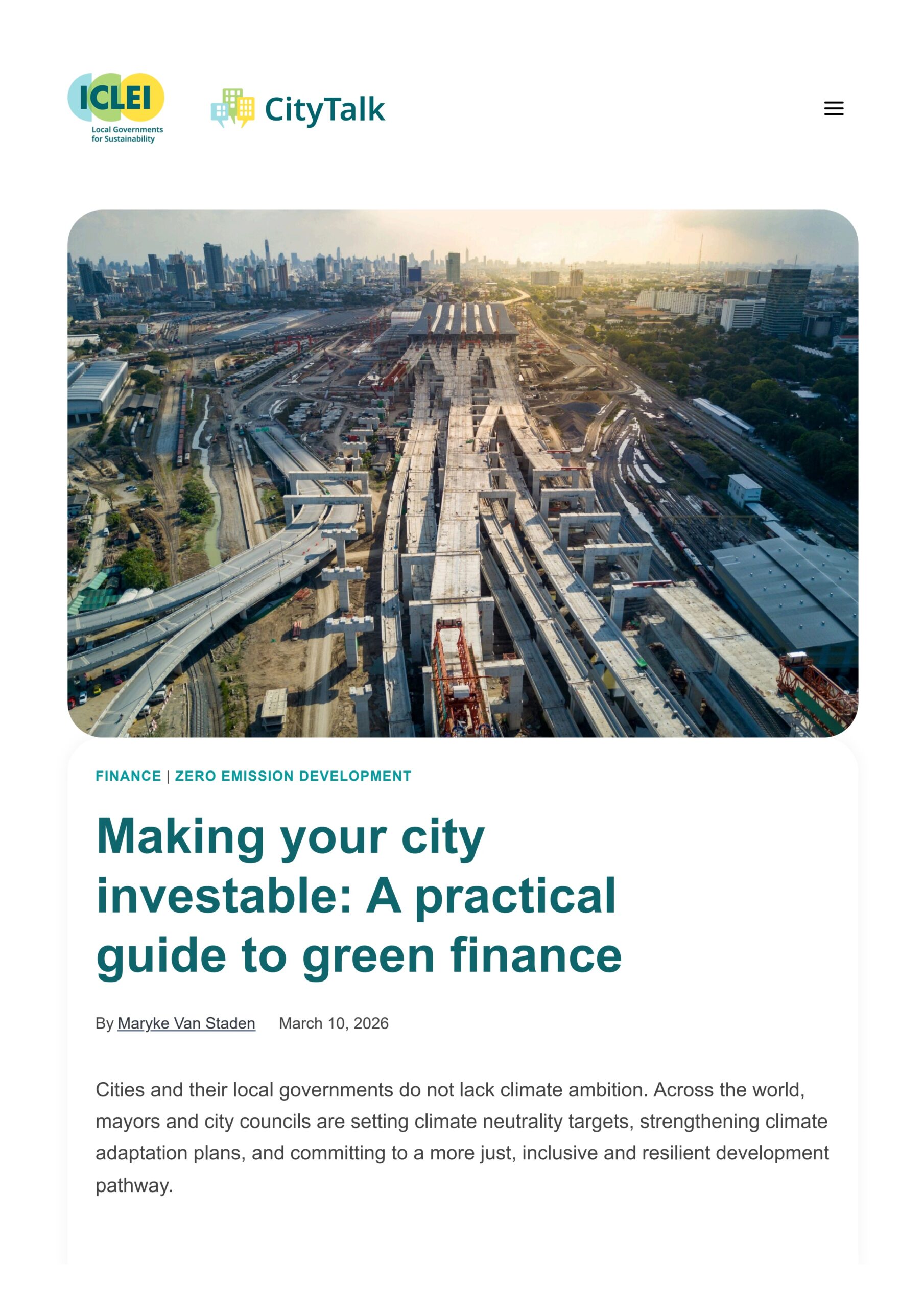 Making your city investable: A practical guide to green finance
