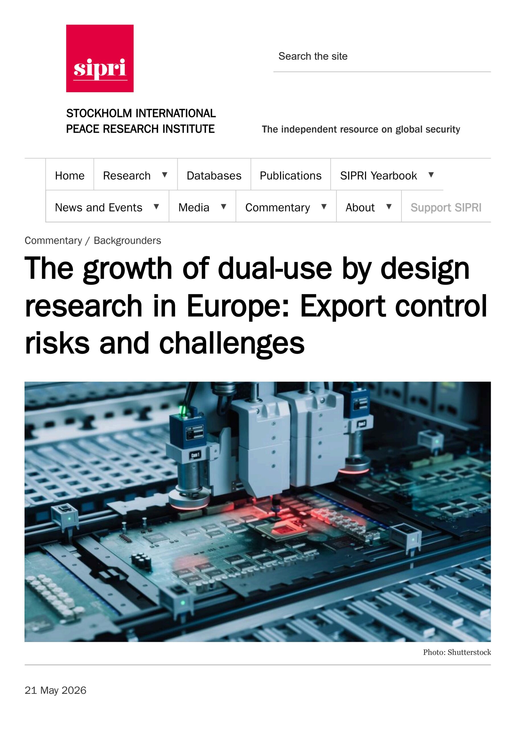 The growth of dual-use by design research in Europe: Export control risks and challenges